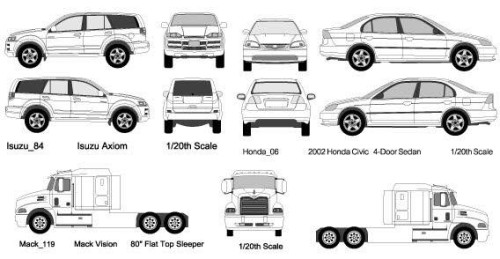 White cars and trucks vector