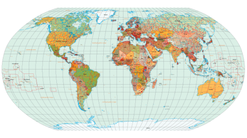 World Map with Countries Names Vector Free Download