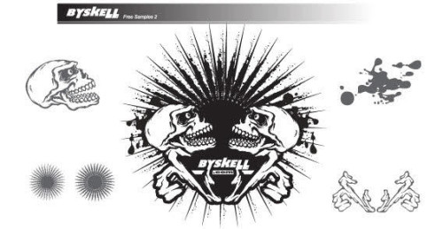 Vector Skull with Sunburst