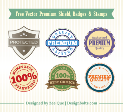Free Vector Premium Shield, Badges & Stamps