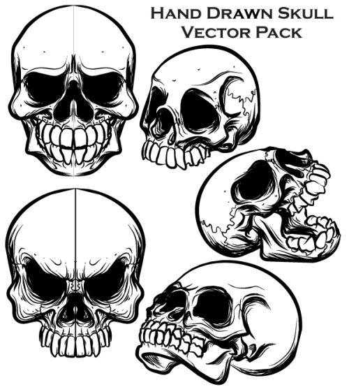Hand Drawn Skull Free Vector Pack