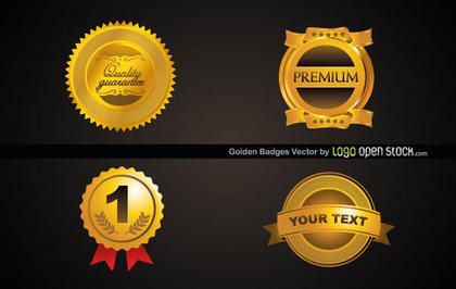 Golden Badges Vector Free