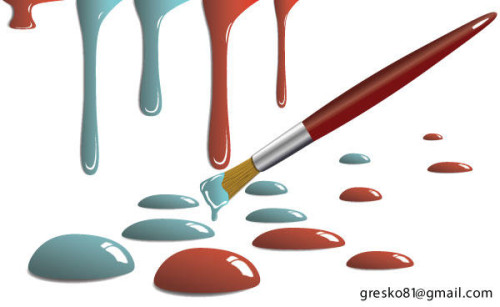 Free Vector Paint Drops and Paint Brush