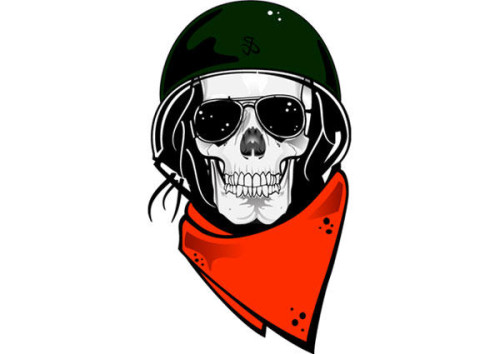 Skull in Military Helmet Free Vector