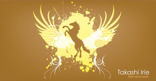 Horse in wings background