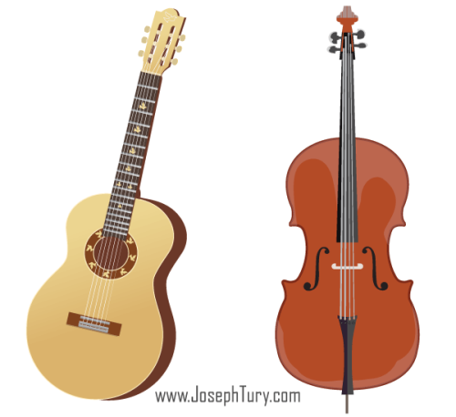Free Acoustic Guitar & Cello Vectors