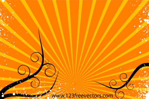 Sunburst Background Vector with Floral