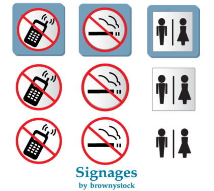 Prohibited Signs Vector: No Smoking and No Mobile Phones Sign Clipart