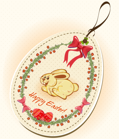 Free Easter Price Tag on Easter Bunny Vector Illustration