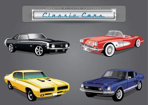 Car Vector Pack of Classic American Cars