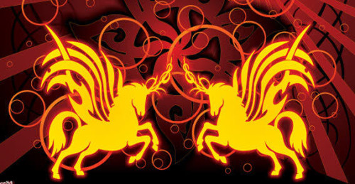 Winged Horse with Red Background