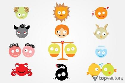 Funny Astrology Signs Vector Illustration