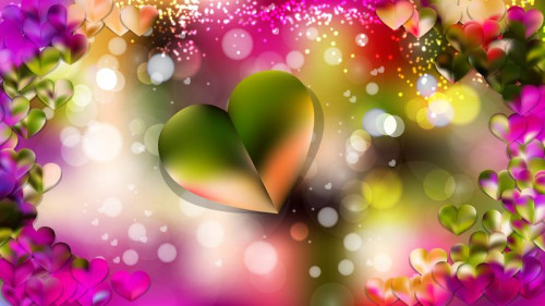 Pink and Green Heart Wallpaper Background