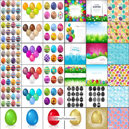 Happy Easter Egg Background Vector Pack