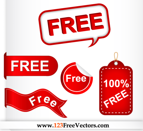 Red Label, Speech Bubble, Sticker, Banner, Tag Free Vector Set