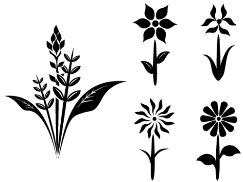 Free Flower Plant Vector Silhouettes