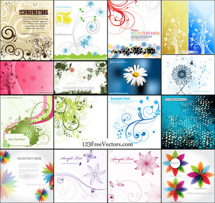 Abstract Flower Background Vector Pack