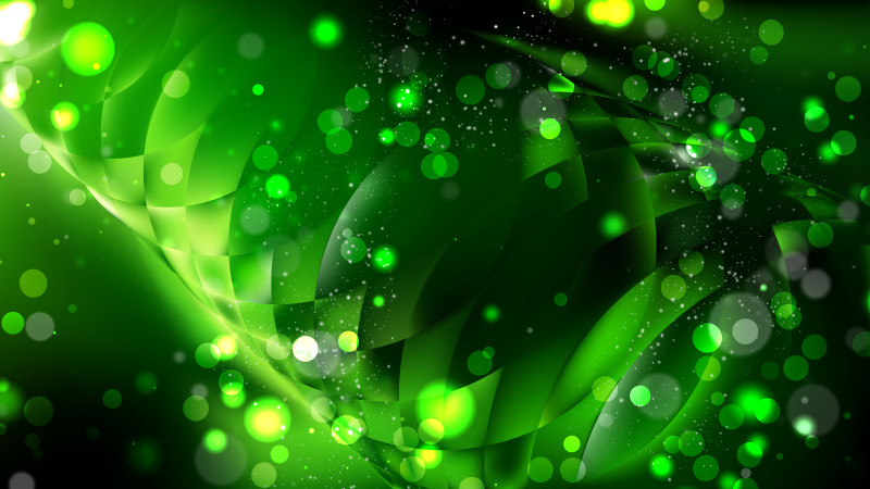 Abstract Cool Green Blurred Lights Background