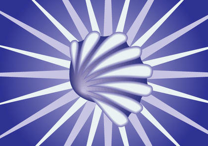 Snail Shell on Blue Sunburst Background Vector