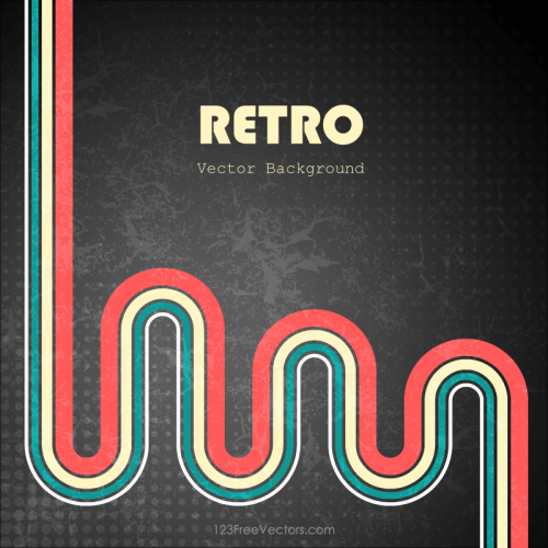 Grunge Retro Black Background with Color Lines Image
