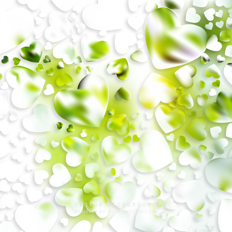 Abstract White Green Valentine Heart Background