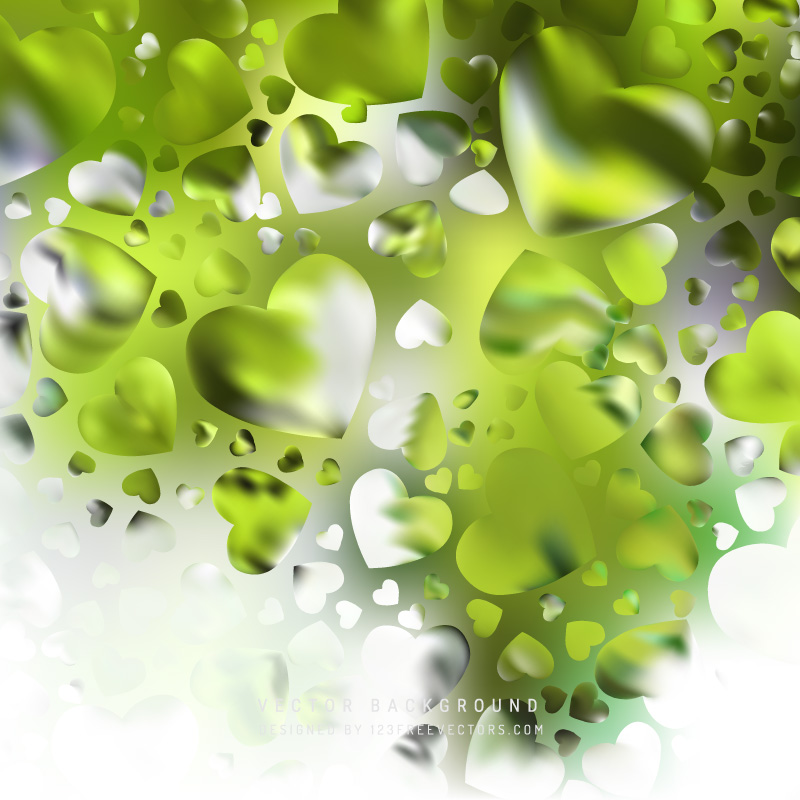 Abstract White Green Loving Heart Valentine Background