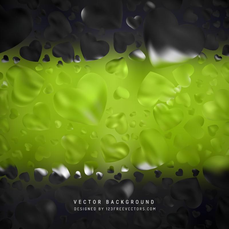 Abstract Romantic Black Green Hearts Background
