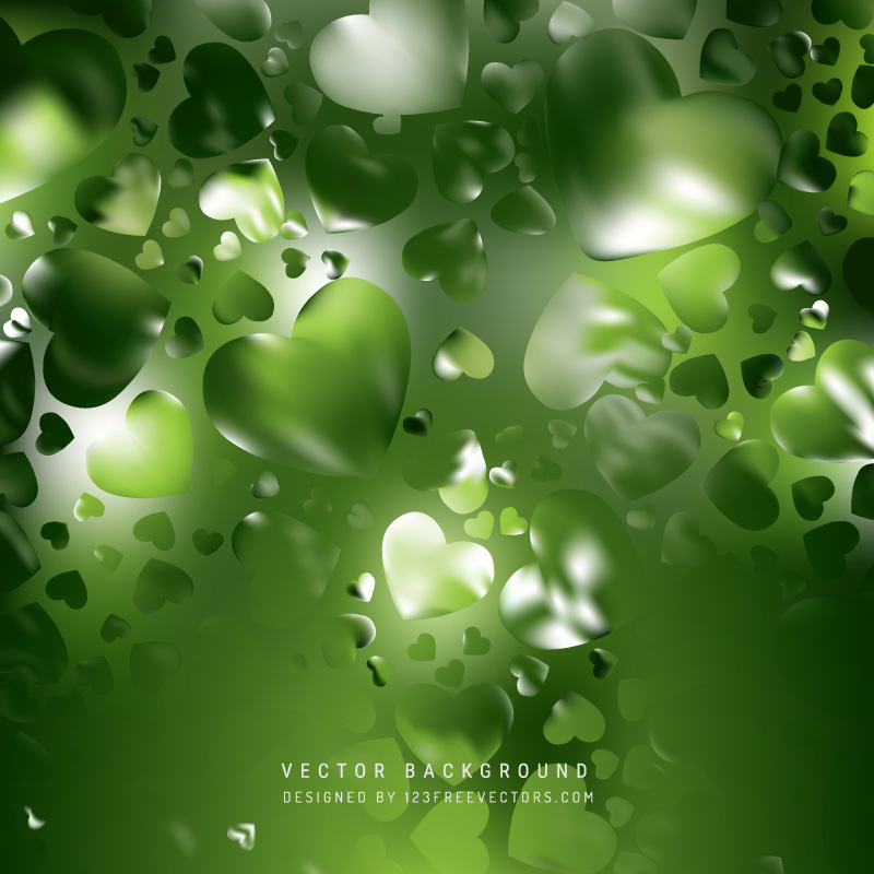 Abstract Romantic Green Hearts Background