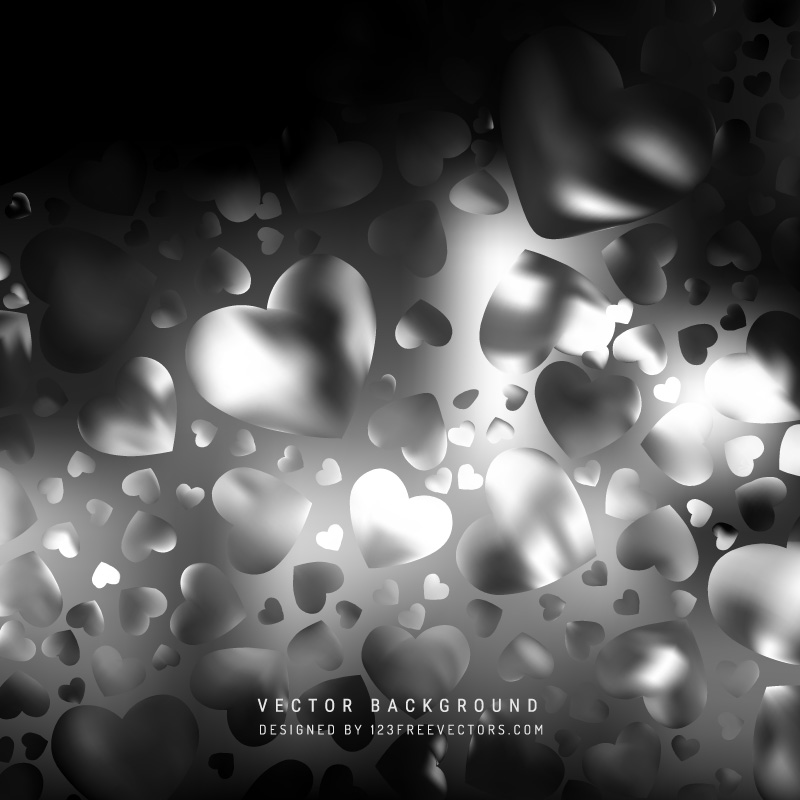 Romantic Black and Gray Hearts Background