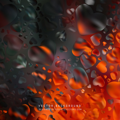 Abstract Romantic Black Orange Fire Hearts Background
