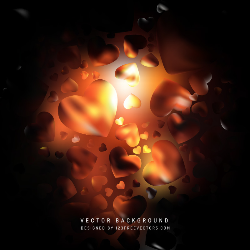 Black Orange Fire Loving Heart Valentine Background
