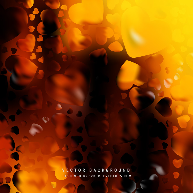 Abstract Black Orange Fire Heart Background