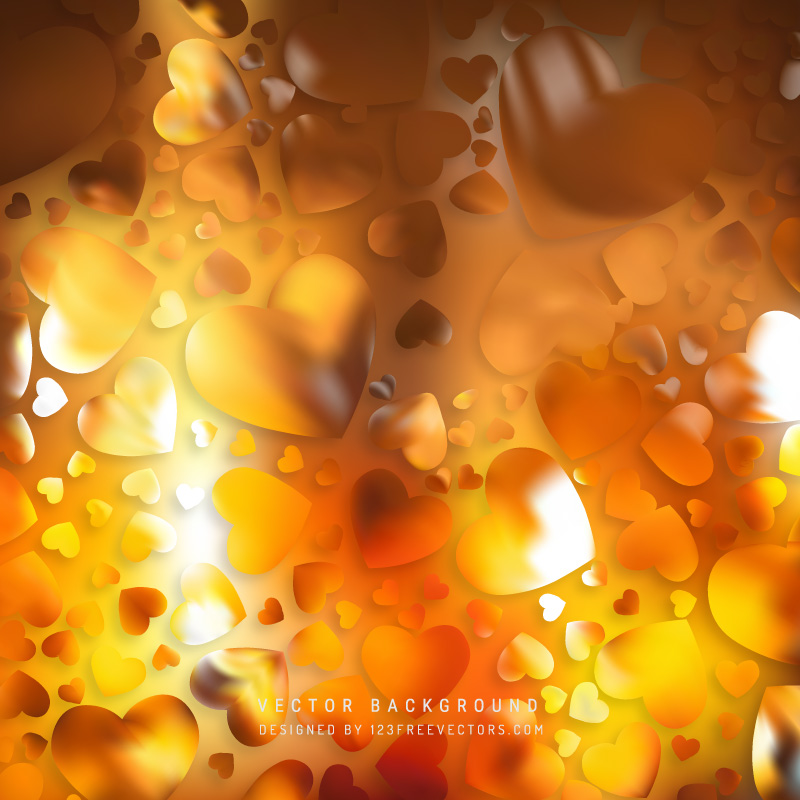 Yellow Orange Loving Heart Valentine Background