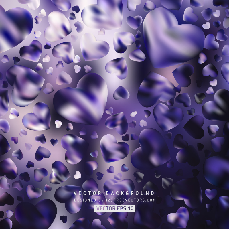 Abstract Romantic Dark Purple Hearts Background