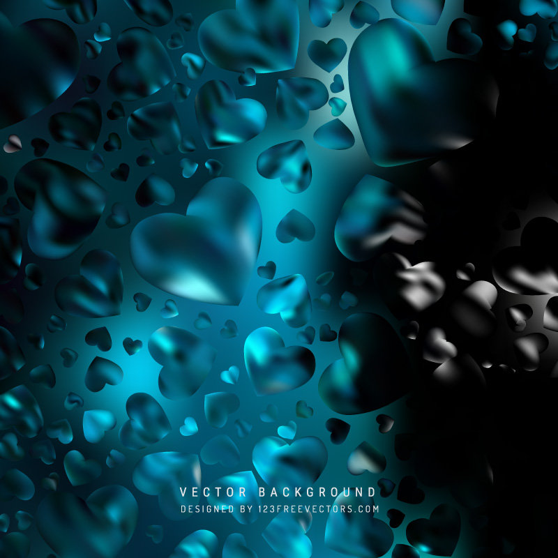 Black Turquoise Heart Background