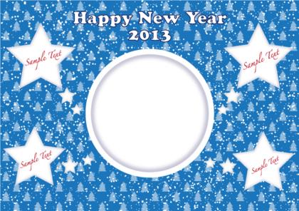 Happy New Year 2013 Card with Stars on Blue Background