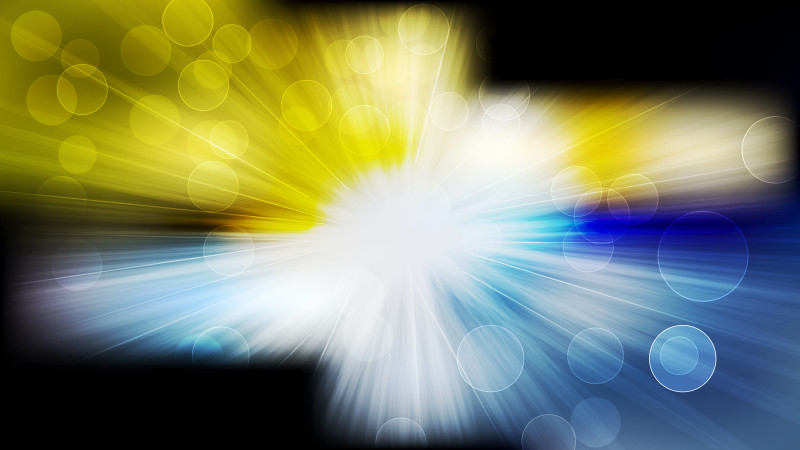 Blue and Gold Bokeh Defocused Lights with Sun Rays Background Design