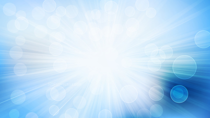 Blue and White Bokeh Lights Background with Light Rays Vector Art