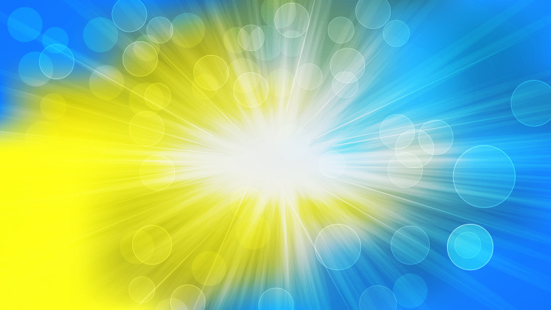 Blue Yellow and White Sun Rays Lights Bokeh Background Illustrator