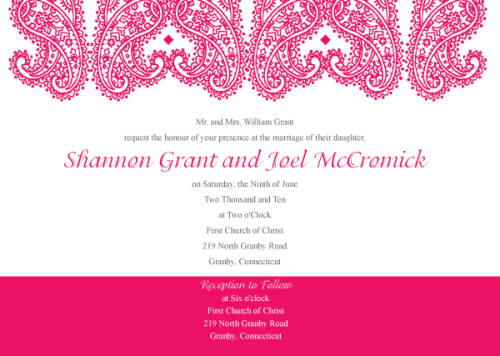 Paisley Wedding Invitation Template Vector