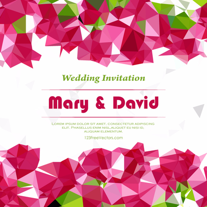 Pink Polygonal Wedding Invitation Card Template