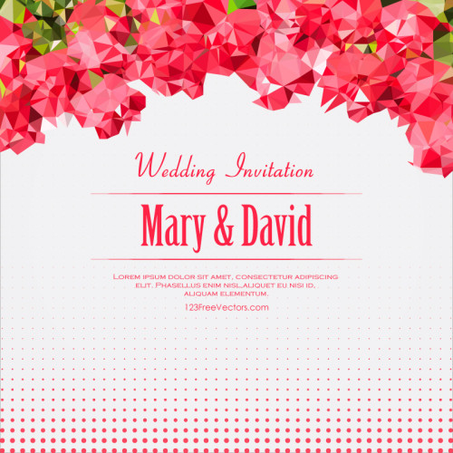 Abstract Pink Polygonal Wedding Invitation Card
