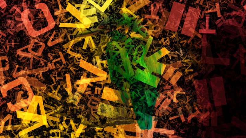 Black Red and Orange Chaotic Alphabet Letters Texture Image