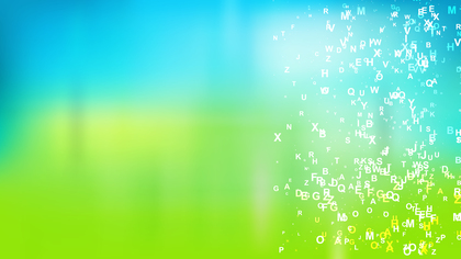 Abstract Blue and Green Scattered Letters Background Vector Image