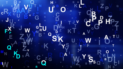 Abstract Cool Blue Scattered Alphabet Letters Background Vector Art