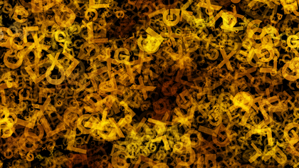 Orange and Black Alphabet Letters Chaos Texture