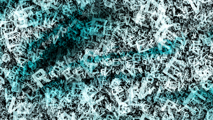 Turquoise Black and White Chaotic Alphabet Letters Texture