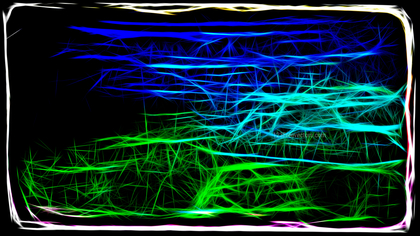 Abstract Black Blue and Green Fractal Glowing Chaotic Light Lines Background