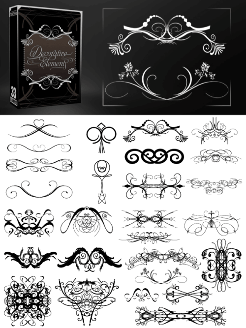 Free Decorative Elements Vectors, Brushes Pack