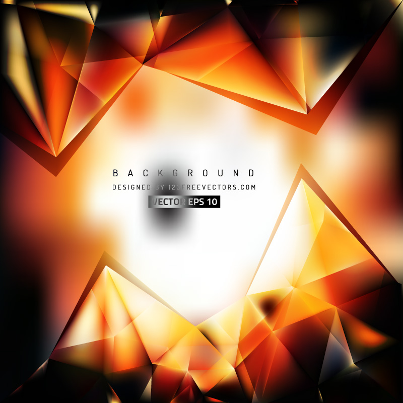 Abstract Black Orange Fire Triangle Polygonal Background Template